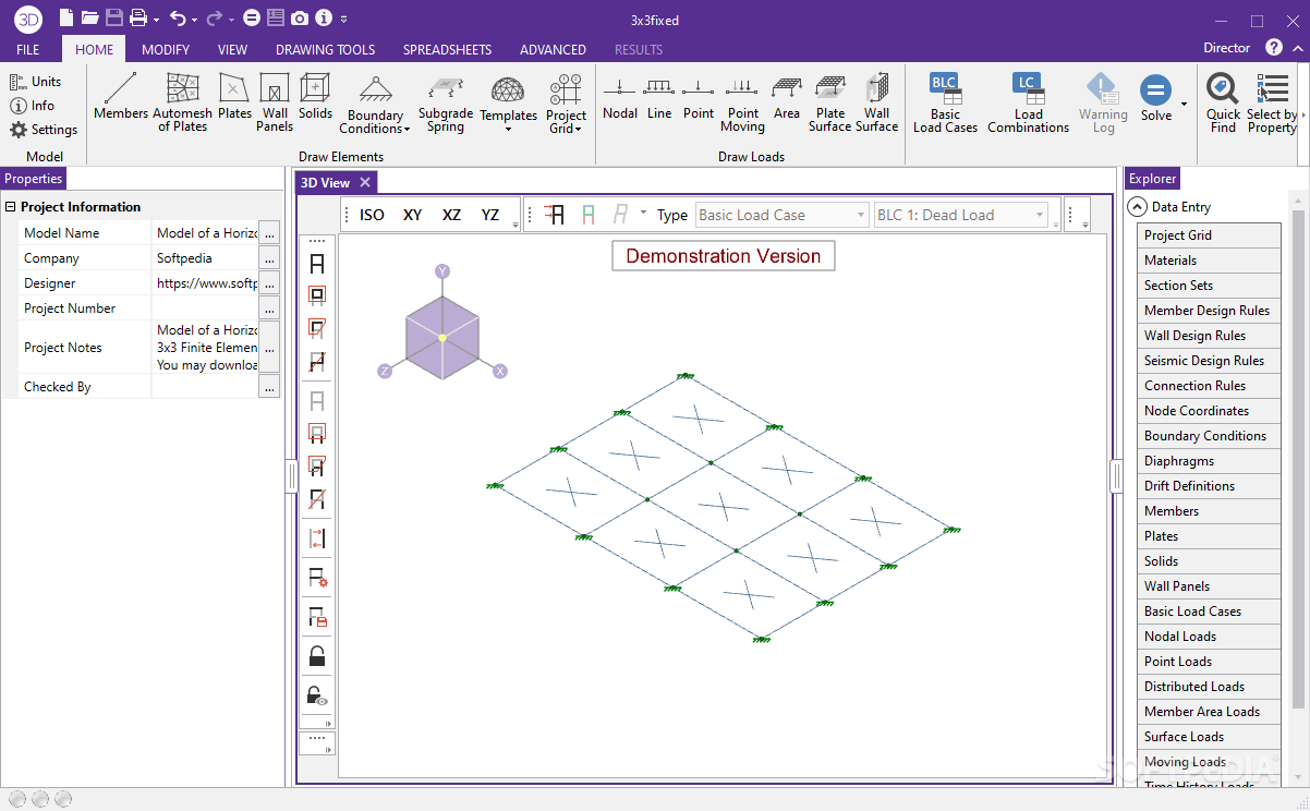 Ejemplo de la interfaz de usuario en RISA 3D. Softpedia
