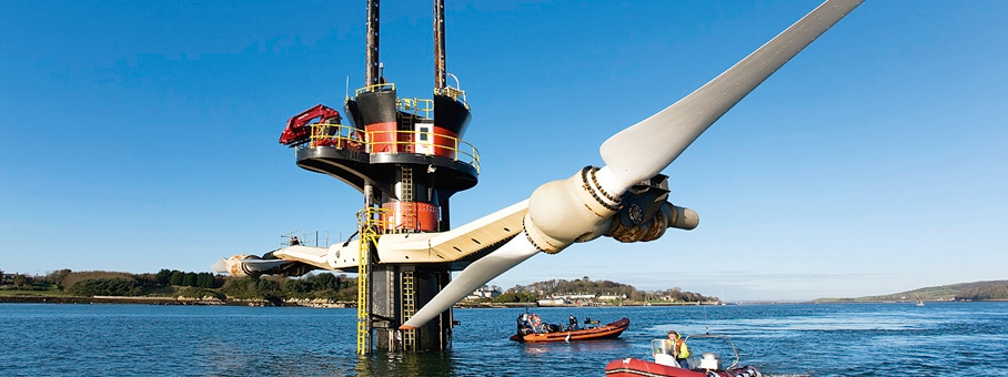 Instalación de producción de energía mareomotriz en Strangford Lough, al norte de Irlanda