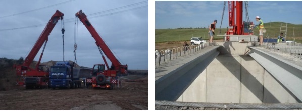 colocacion de vigas con gruas